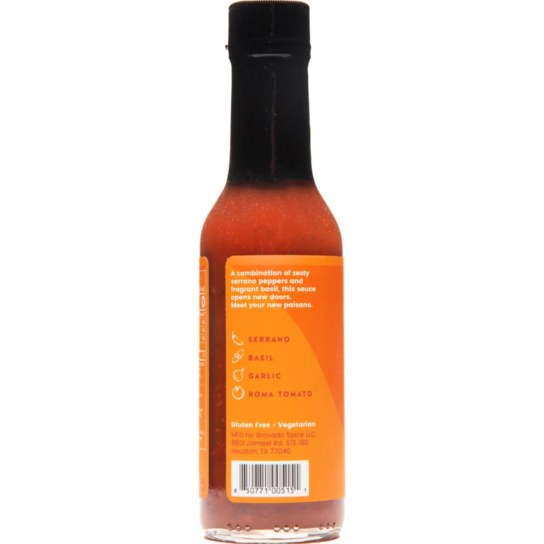 Bravado Spice Serrano and Basil Hot Sauce, Gluten Free, Vegan, Low Carb, 5 Fl Oz