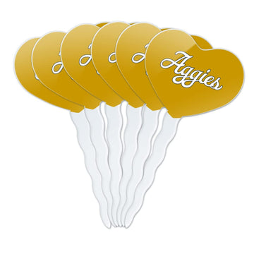 GRAPHICS & MORE Cupcake Picks Set of 6, Acrylic, UC Davis Secondary Logo Heart, One Size