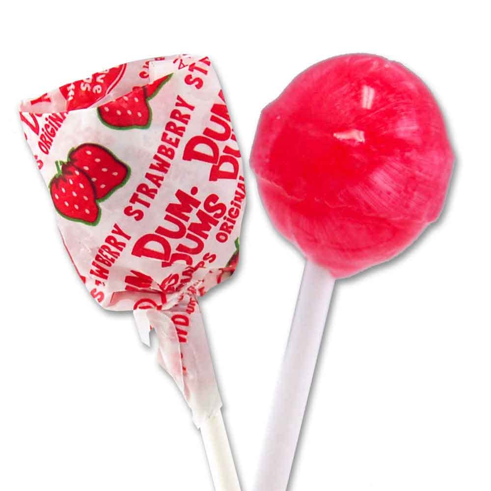Dum Dums Lollipops Strawberry Flavor, 50 Count Bag, Pink Red White