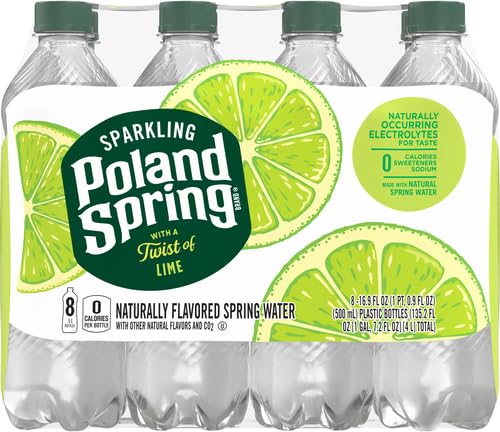 Poland Spring Sparkling Water, Zesty Lime, 16.9 oz. Bottles (8 Pack)