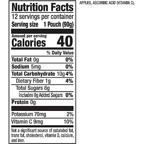 Mott s No Sugar Added Applesauce, 3.2 oz clear pouches, 12 Count (Pack of 8)