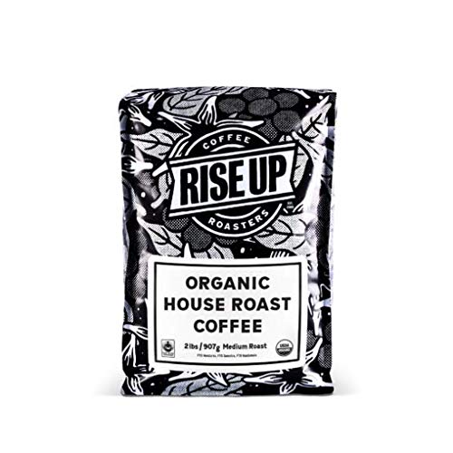 RISE UP COFFEE ROASTERS Organic House Roast Whole Bean Coffee, 2 Pound, Certified Fair Trade