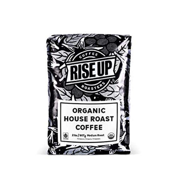 RISE UP COFFEE ROASTERS Organic House Roast Whole Bean Coffee, 2 Pound, Certified Fair Trade