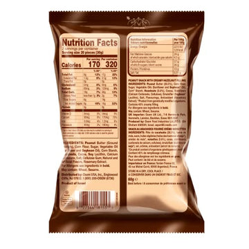 Osem Bamba Hazelnut Cream Peanut Butter Snacks All Natural Corn Puffs, 2.1Oz