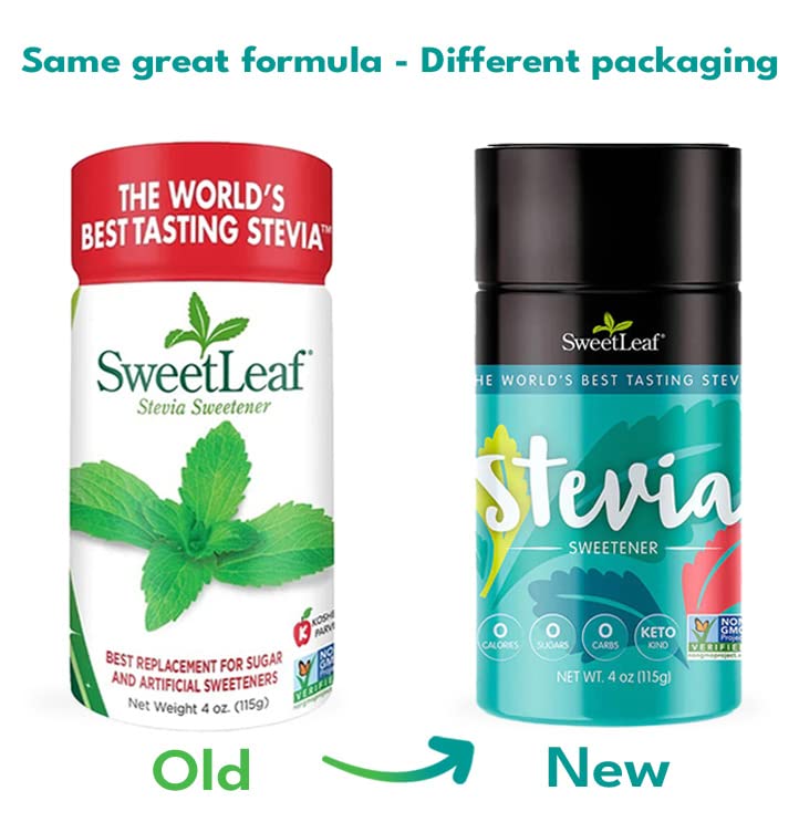 SweetLeaf Stevia Powder Shaker Jar - Zero Calorie Sweetener with Stevia Leaf Extract, No Artificial Sweetener Additives, Sugar F