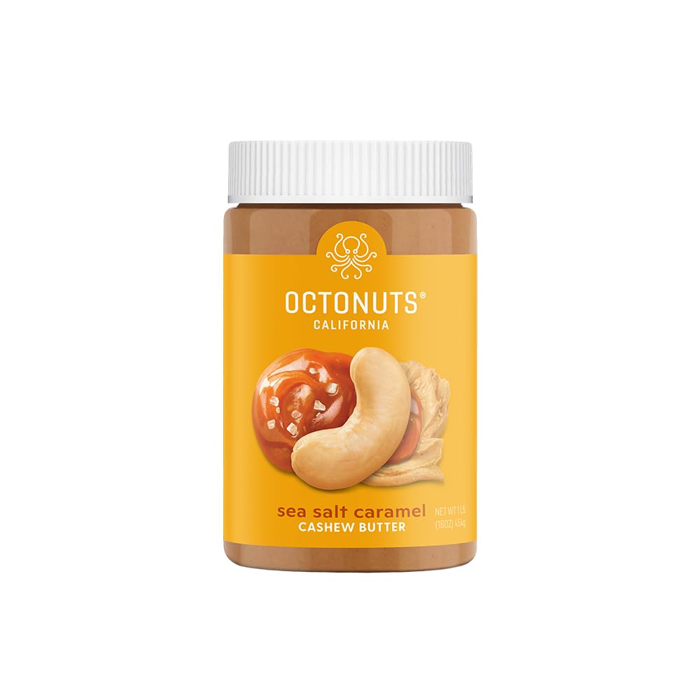 Octonuts Dry Roasted Sea Salt Caramel Cashew 16Oz Nut Butter - Pure Creamy Nut Butter - Delicious Foods - Gluten Free, Vegan, Kosher, Paleo, Non-Gmo Nut Butters