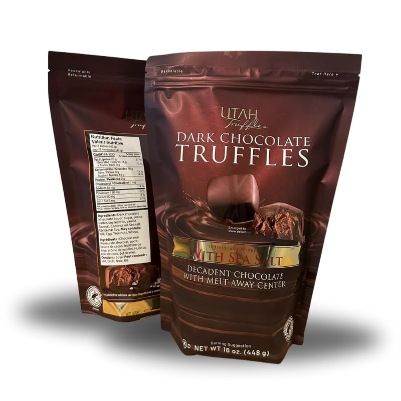 Utah Truffles Sea Salt Dark Chocolate, 16 Oz Each - Total 32 Oz - 2 Pack