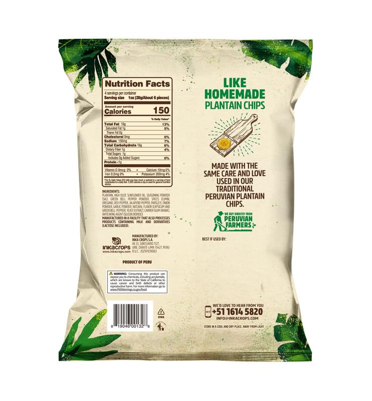 Inka Jalapeo Flavored Tostones Chips, Gluten Free, Non Gmo, 4 Ounces (Pack Of 6)
