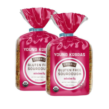 Young Kobras Organic, Gluten-Free Fig Sourdough Bread 22oz (2-pack) - Allergen Friendly, Vegan, Gum-Free, Simple Ingredients & M