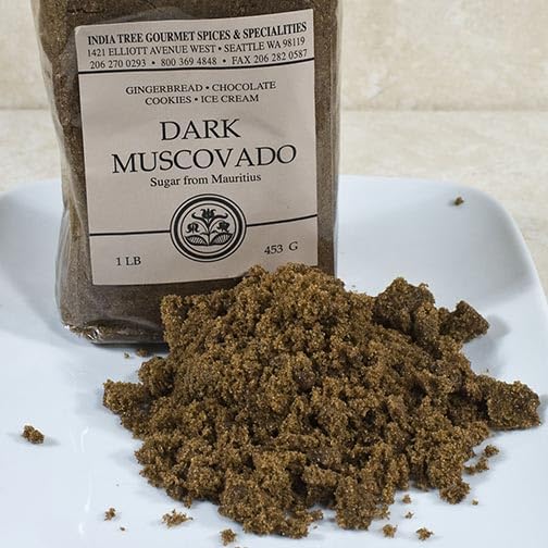 India Tree Dark Muscovado Sugar, Unrefined Brown Baking Sugar, 16 Ounce Box, Rich Molasses Flavor, Perfect for Baking
