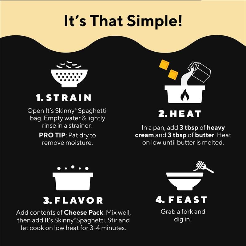 Its Skinny Cacio e Pepe - Low Carb Pasta, Gluten Free, Non-GMO, Keto-Friendly, Only 3 Net Carbs & 2g of Fiber per Serving, with