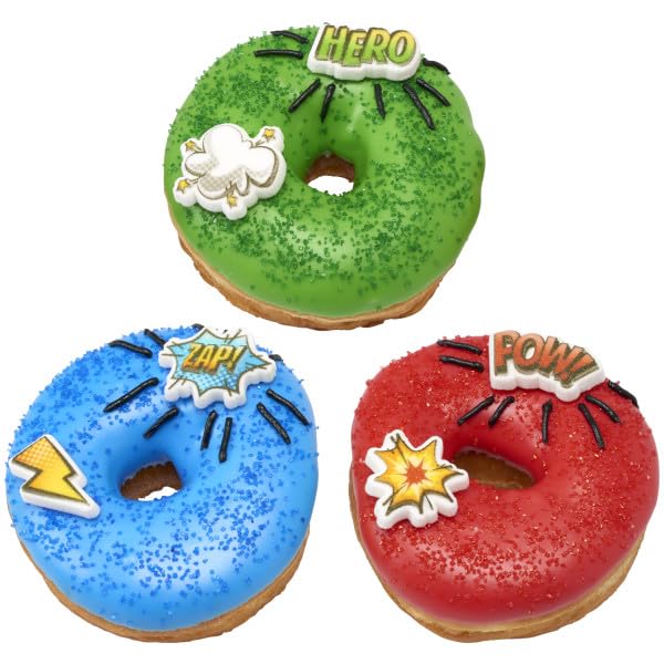 Super Hero Assortment Edible Sugar Cake Toppers, 12 Count