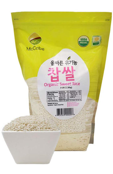 Mccabe Organic Sweet Rice - Organic Glutinous Sweet Rice | Gluten Free & Gmo-Free Organic Sticky Rice | Rich In Fibers And Minerals | Usda And Ccof Certified Organic | Product Of Usa | 3 Lbs