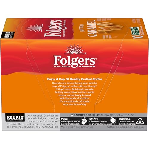 Folgers Buttery Caramel Artificially Flavored Coffee  Keurig K-Cup Pods  10 Count Box (Pack of 6)
