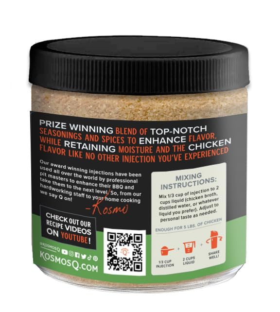 Kosmos Q BBQ Chicken Injection - Original Marinade Seasoning for Whole Chicken, 16 Oz Jar