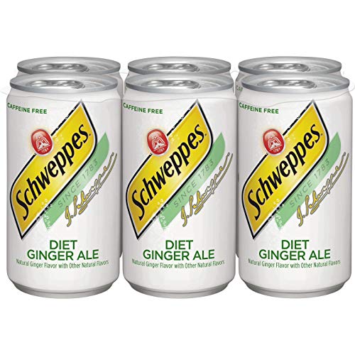 Schweppes Ginger Ale Zero Sugar Soda, 7.5oz Cans, 6-Pack