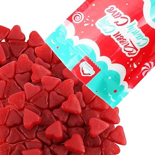 Queen City Candy Cave Red Chewy Cinnamon Hearts Gummy Candy - Jelly Cinnamon Hearts For Baking And Decorating (8 Oz)