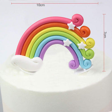 Diyasy Rainbow Cake Topper Kit Cloud Balloon Birthday Wedding Cake Flags For Birthday Wedding & Baby Shower Party Baking Decorat