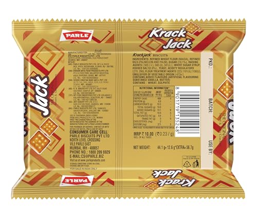 Parle Krack Jack Biscuit, 63G/44.1G/56.7(Weight May Vary)