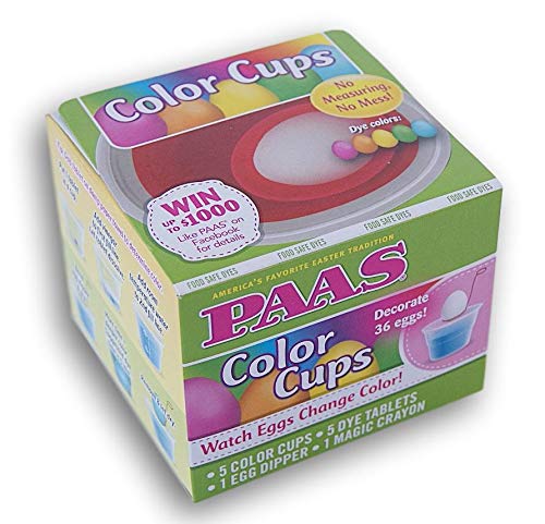 PAAS Easter Egg Dying Coloring Cups with Dye Tablets, Small, Multi, Model 5832, Decorates 36 Eggs