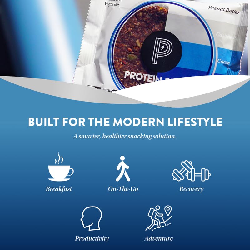 Protein Puck Vegan Plant based Protein Bar - Natural Healthy Snack Bars, 12 Count, 1.34oz Mini, Gluten Free, Dairy Free, No GMO,