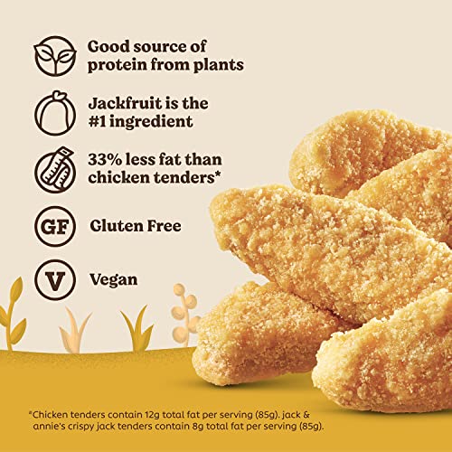 Jack & Annies Crispy Jack Fruit Tenders (9 oz, 8) - Delicious Plant-Based Meat Alternative - Vegan Jackfruit Chicken Tenders -