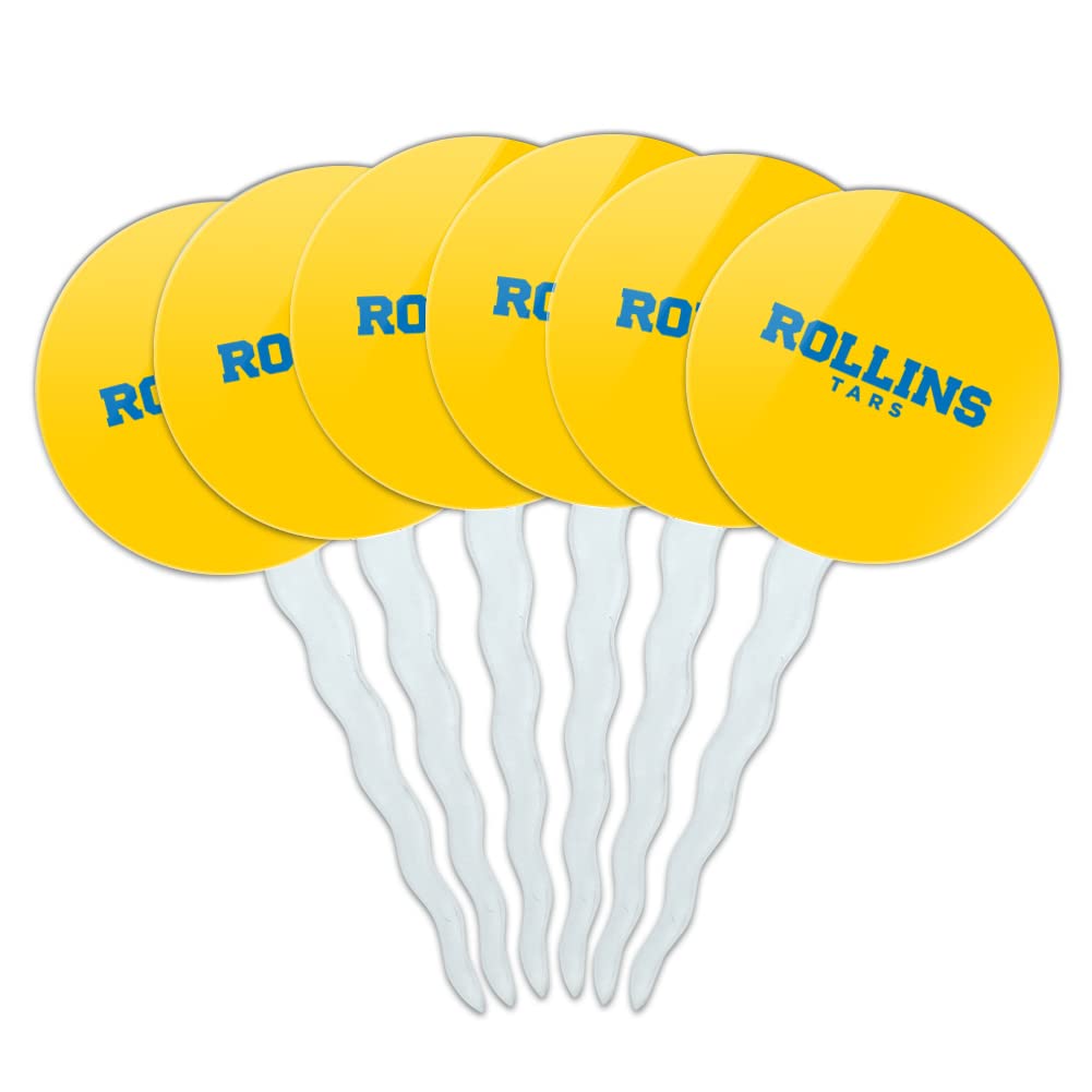 Rollins College Secondary Logo Cupcake Picks Toppers Decoration Set of 6