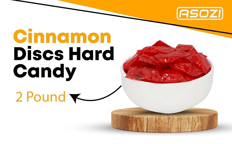 ASOZI Cinnamon Discs Hard Candy - Individually Wrapped, Spicy & Sweet Flavor, 2 lb, Medium Size, Red Color