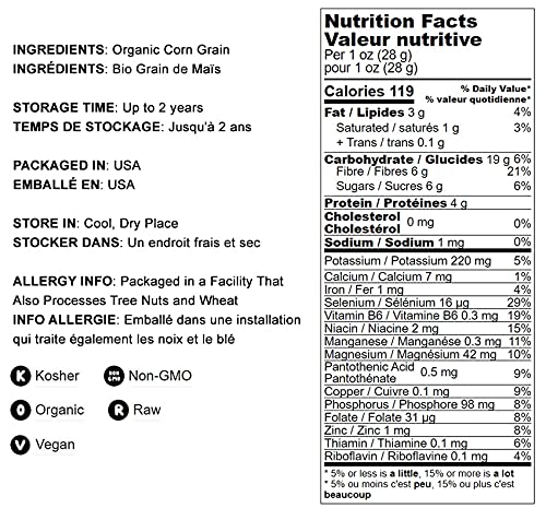 Food To Live Organic Yellow Whole Corn, 12 Ounces - Non-Gmo Maize, Cleaned And Dried Kernels, Vegan, Kosher, Bulk Cereal Grain,