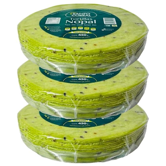 Low carb, gluten free Santo Corral cactus tortillas (Pack of 3)
