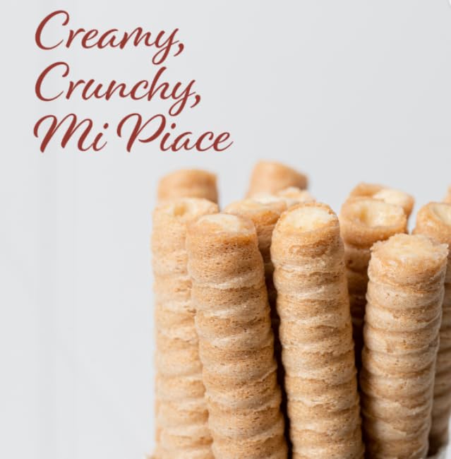 Pirucream Wafer Rolls – Delicious Crispy Coconut Creme Rolled Wafers Bites Filled Italian Snack Sticks Coco Roll Screen Time Relaxing Coffee Cookie Ice Cream Snacking Break (300Gr/ 10.58Oz – 1 Pack Tin)