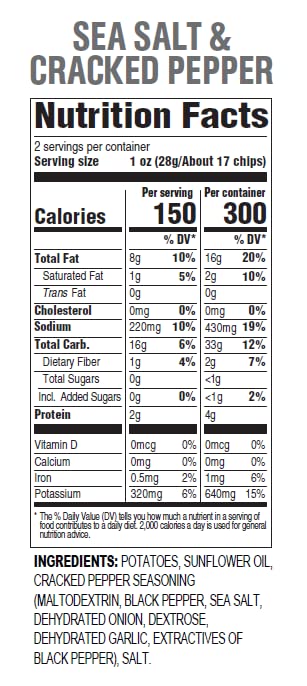 Hals New York Kettle Cooked Gluten Free Sea Salt & Cracked Pepper Flavored Potato Chip Crisps, 2 Oz (Pack of 6)
