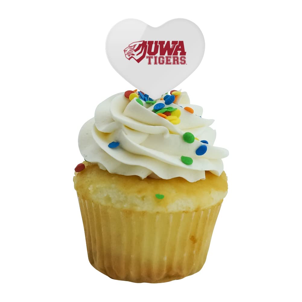 GRAPHICS & MORE Cupcake Picks Set of 6, Acrylic, University of West Alabama Heart Design, Model CUPT.HRT.ACR.6PK.CLCWAL500B