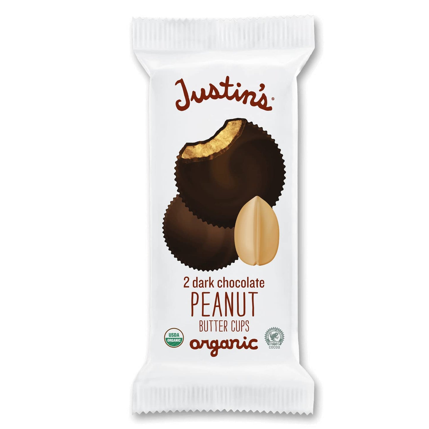 Justins, Peanut Butter Cups Dark Chocolate Box Organic, 1.4 Ounce, 12 Count