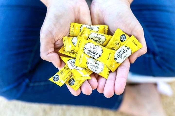 Lovely Candy Co. Lemon Ginger Chews, Made with Real Ginger, Individually Wrapped, 5oz (6-Pack) | Gluten-Free, Non-GMO, NO Artifi