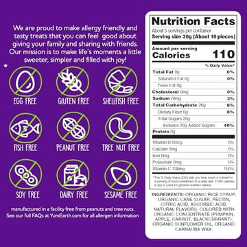 YumEarth Organic Fruit Snacks, 5oz. (Pack of 6), Allergy Friendly, Gluten Free, Non-GMO, Vegan, No Artificial Flavors or Dyes,5