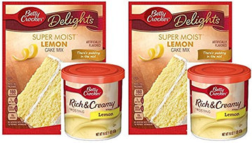 Betty Crocker Super Moist Lemon Cake Mix And Betty Crocker Rich & Creamy Lemon Frosting Bundle - 2 Of Each - 4 Items. ''There'S
