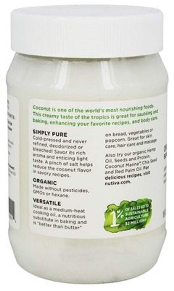 Nutiva Organic Coconut Oil, Cold-Pressed, Unrefined Cooking Oil, Natural Hair Oil, Skin Oil, Massage Oil, Usda Organic, Extra Vi