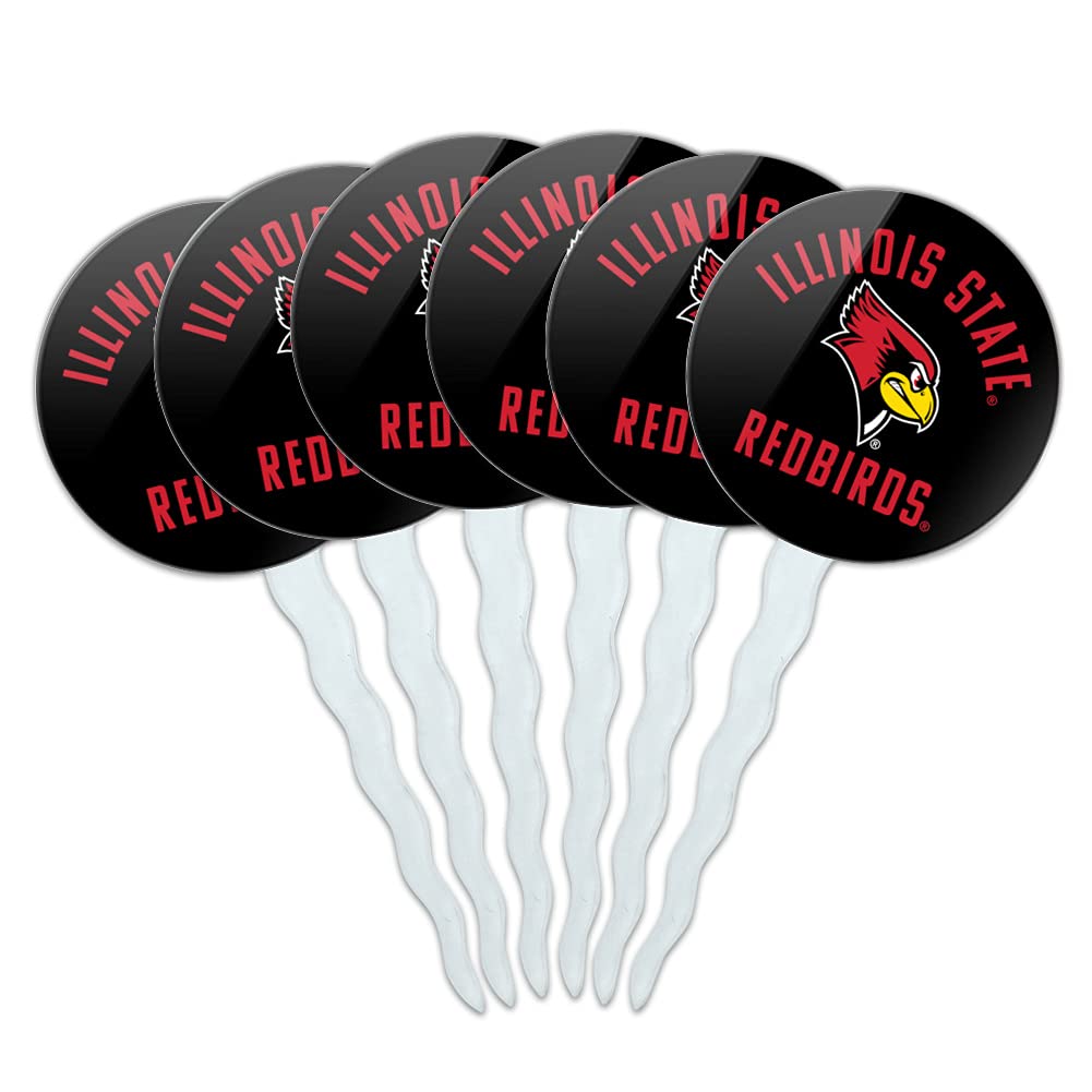 Graphics & More Illinois State Redbirds Cupcake Picks Toppers Decoration Set Of 6