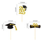 Partico Gold Glitter Graduation Cupcake Topper, 24pcs, Paper, Class of 2025, Food/Appetizer Picks