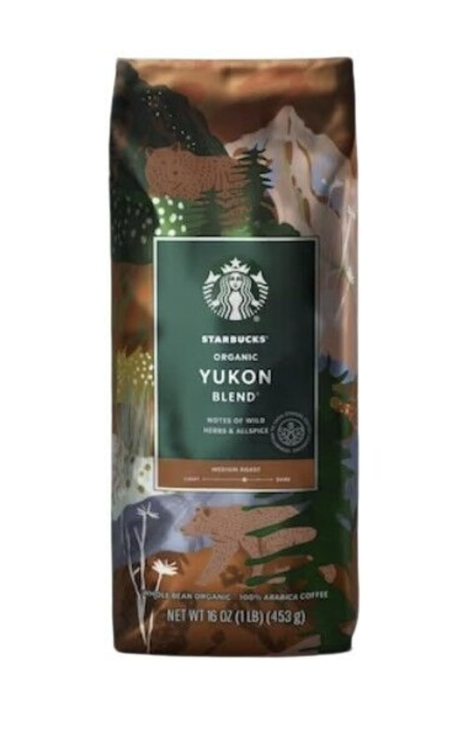 Starbucks Organic Yukon Blend 1 Pound Bag Of Medium Roast Whole Bean Coffee