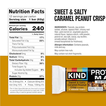KIND Protein MAX Variety Pack  4 Flavors  High Protein Keto Snack Bars  20g Protein  Low Sugar (0g Added)  Gluten Free  12 Bars