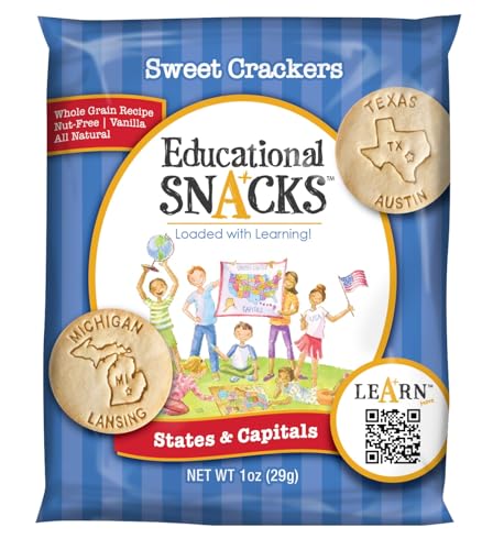 DICK & JANE EDUCATIONAL SNACKS – Nut-Free Educational Snacks for Kids, 1 Ounce (Pack of 12) – States & Capitals Edition