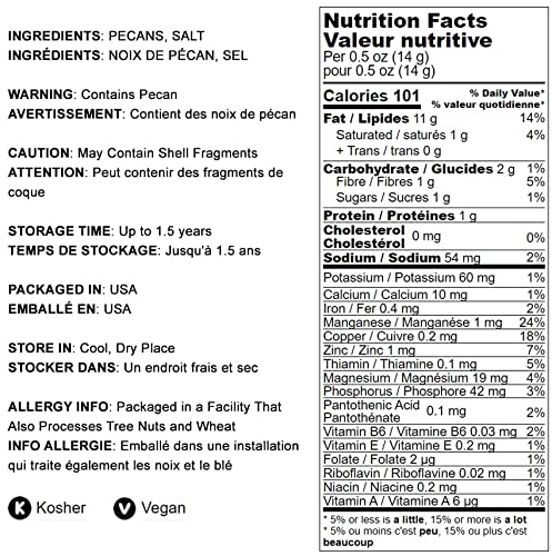 Food To Live Dry Roasted Pecan Halves With Himalayan Salt, 1.5 Pounds Oven Roasted Lightly Salted, No Oil Added, Vegan Snack, Ko