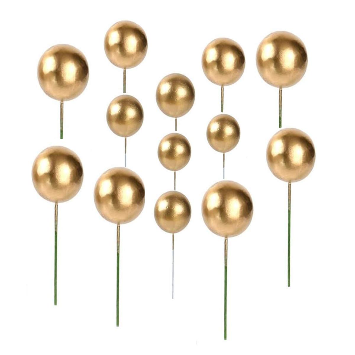 DISIWENE Mini Balloon Cake Toppers 25 PCS Gold Foam Decorations for Birthday, Wedding, Anniversary, Valentines Party