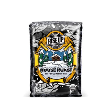 RISE UP COFFEE ROASTERS Organic House Roast Whole Bean Coffee, 2 Pound, Certified Fair Trade