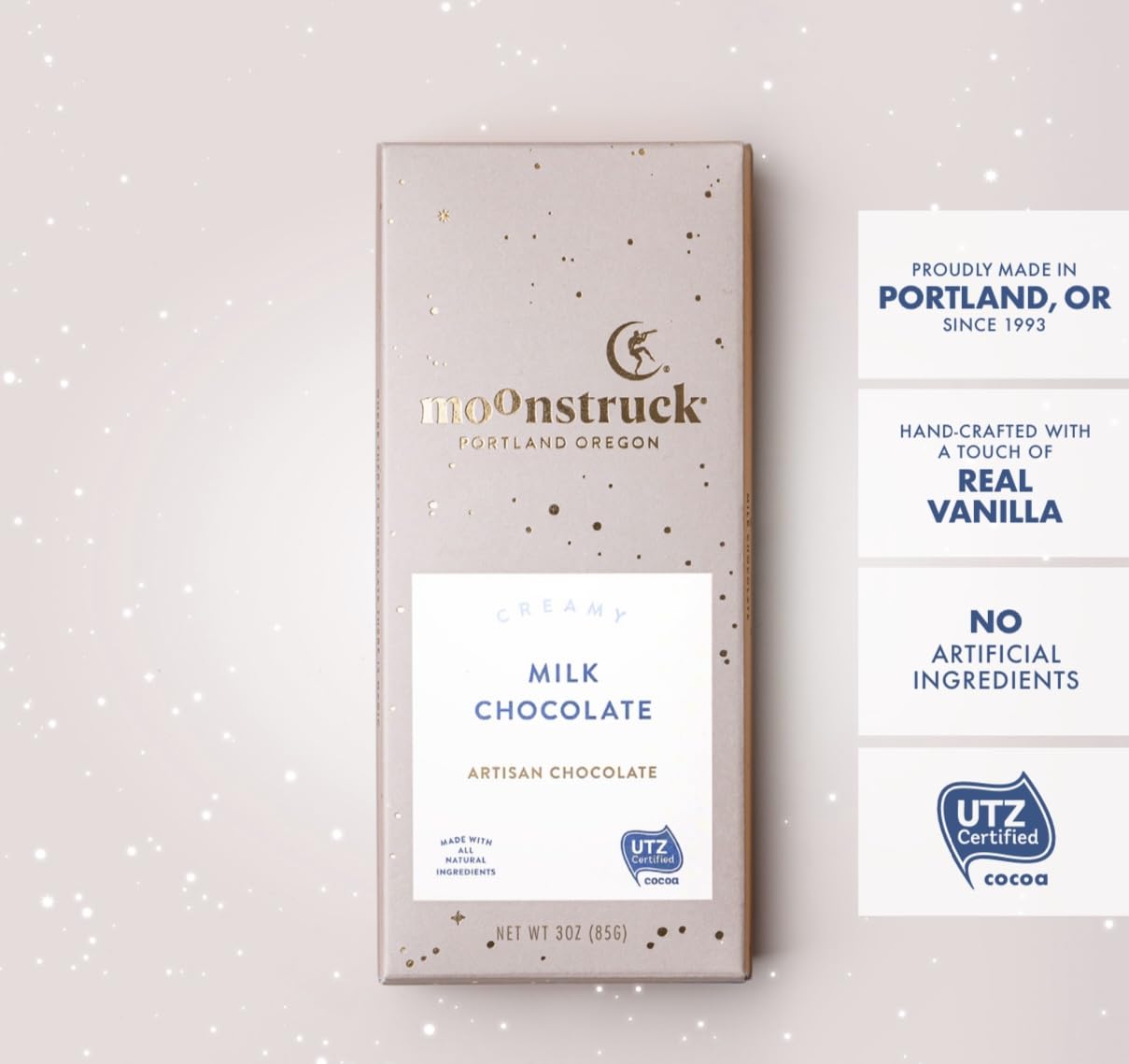 Moonstruck Chocolate Creamy Milk Chocolate Bar, 31% Cacao (Pack Of 12)