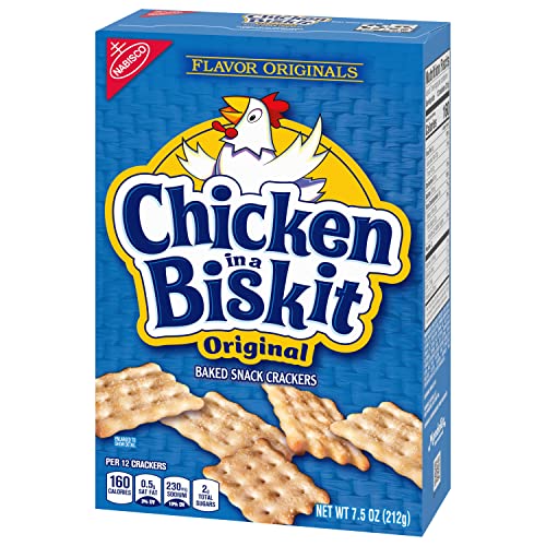 Chicken in a Biskit Original Baked Snack Crackers, Bulk Lunch Snacks, 6 - 7.5 oz Boxes