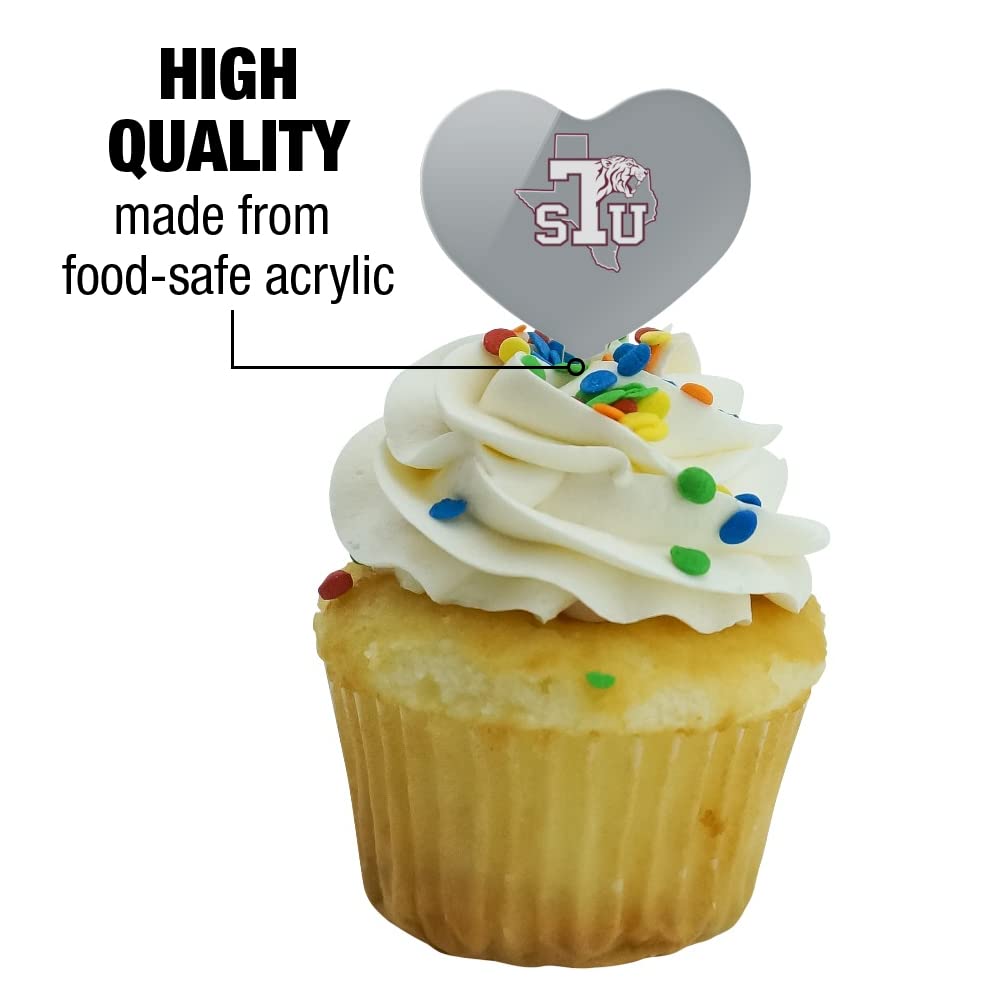 GRAPHICS & MORE Cupcake Picks Set of 6, Acrylic, Texas Southern University, Heart Love Design, One Size