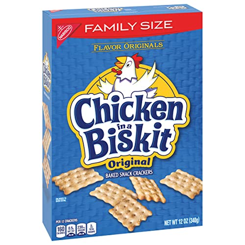 Chicken in a Biskit Original Baked Snack Crackers, Lunch Snacks, Family Size, 12 oz